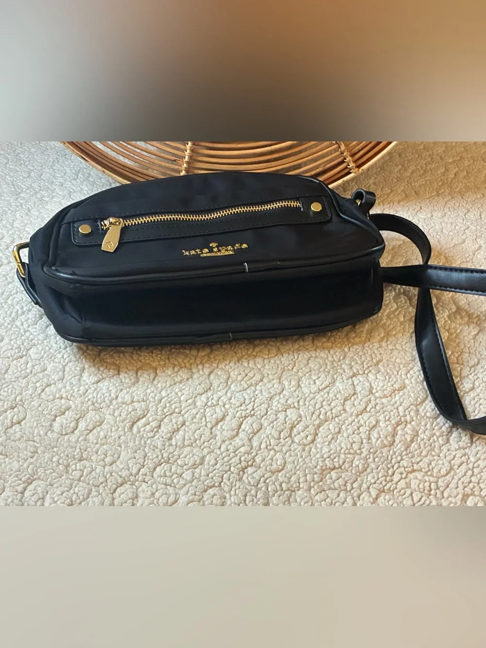 kate spade Black Nylon Crossbody with Gold Accents